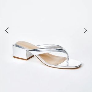 Silver block heeled sandal